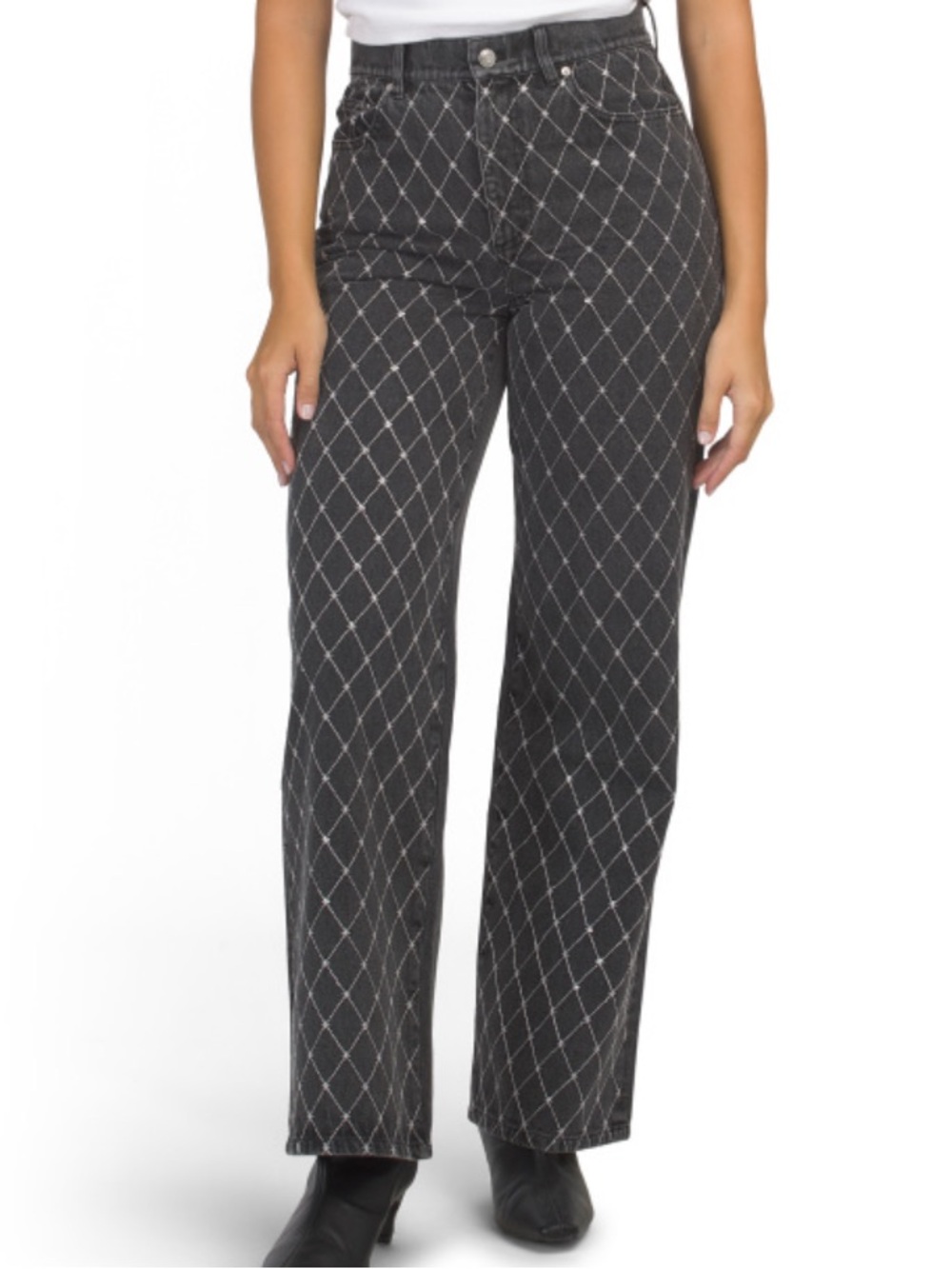LE Jean Column Jeans With Diamond Stitching